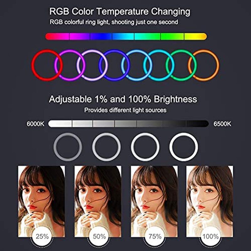 

Unspecified A886 ALDD The Mohrim RGB LED Soft Ring Light for Camera Smartphone YouTube Video Shooting and Makeup Light, White