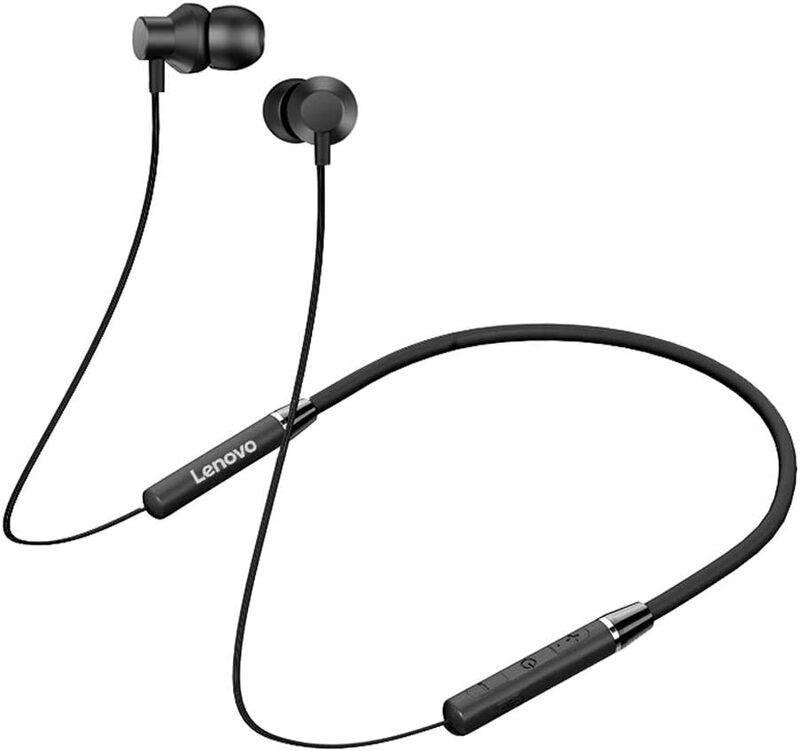 

Lenovo Wireless In-Ear Noise Cancelling Neckband Earphones with Mic, He05, Black