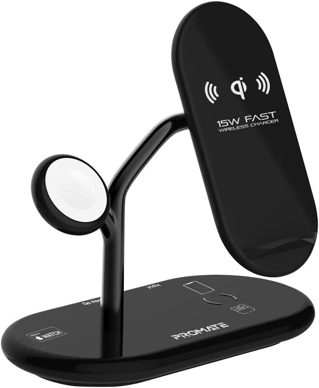 

Promate 4-in-1 Wireless Charging Station, Black