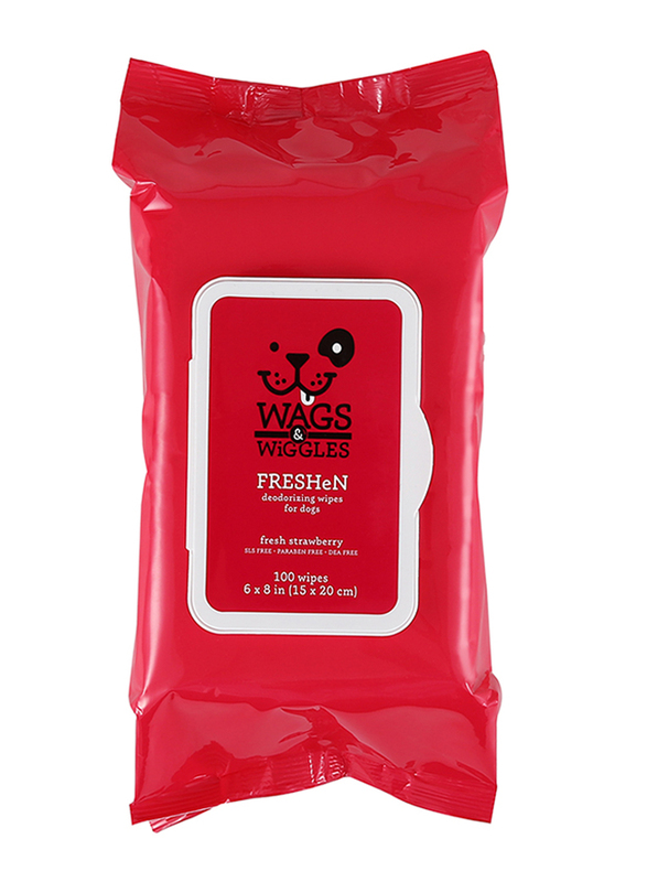 

Wags & Wiggles Freshen Fresh Strawberry dog Wipes, 100 Pieces, White