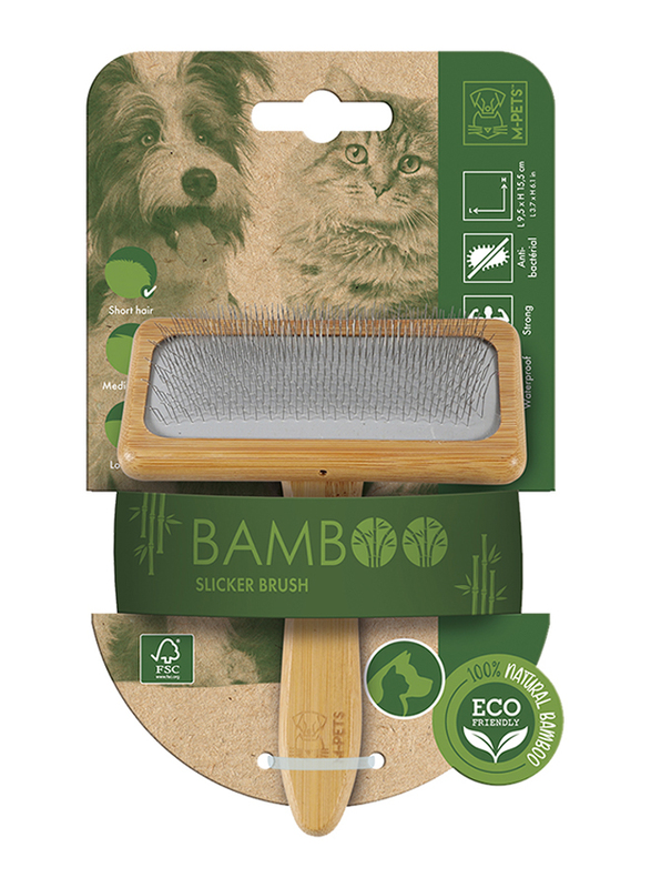 

M-PETS Bamboo Slicker Brush, Medium, Brown
