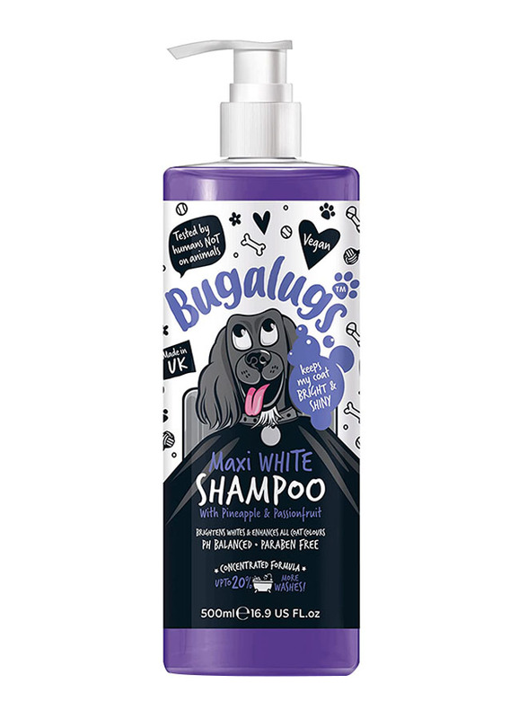 

Bugalugs Maxi White Dog Shampoo, 500ml, Purple