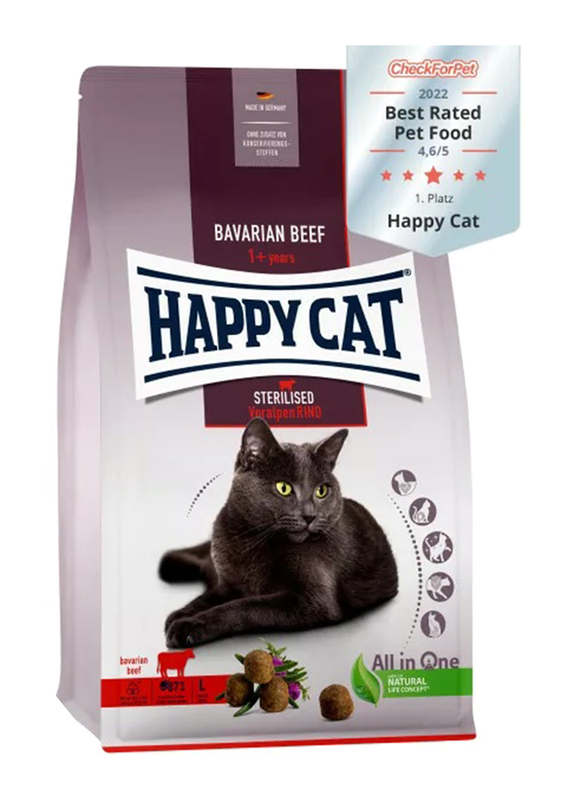 

Happy Cat Sterilised Bavarian Beef Flavour Cats Dry Food, 4 Kg