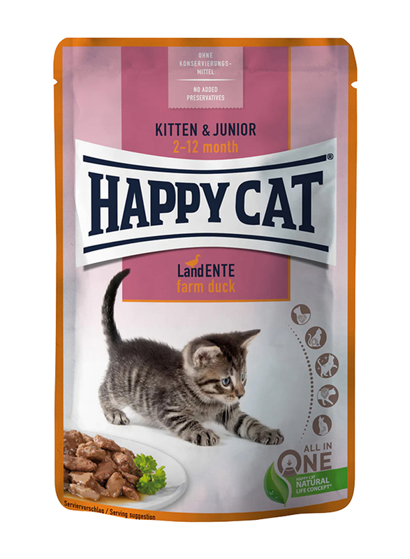 

Happy Cat MIS Kitten & Junior Farm Duck Cat Dry Food, 24 x 85g