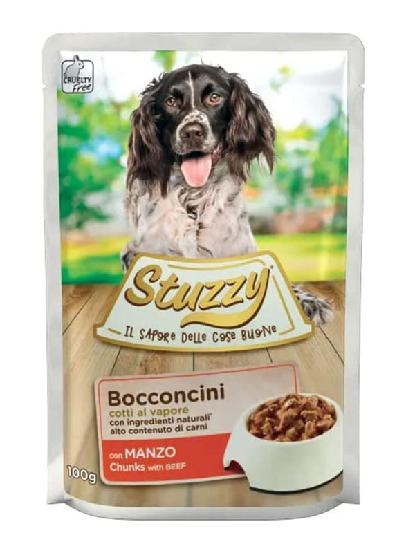 

Stuzzy Bocconcini Con Manzo Chunks with Beef Dog Dry Food, 24 x 100g