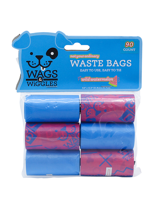 

Wags & Wiggles Wild Watermelon Waste Bags, 90 Pieces, Multicolour