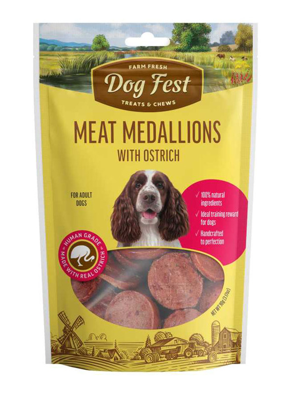 

Dog Fest Ostrich Meat Medallions Adult Dogs Dry Food, 90g