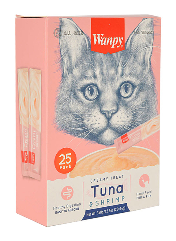 

Wanpy Lickable Treat Tuna & Shrimp Cat Wet Food, 25 x 14g