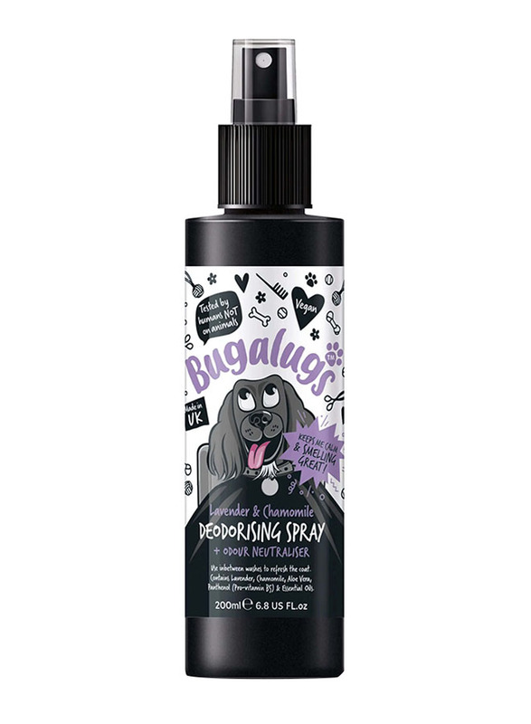 

Bugalugs Lavender & Chamomile Deodorising Dog Perfume Spray, 200ml, Black