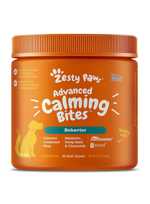 

Zesty Paws Advanced Calming Bites Flavour Melatonin Turkey Dog Dry Food, 90 x 360g