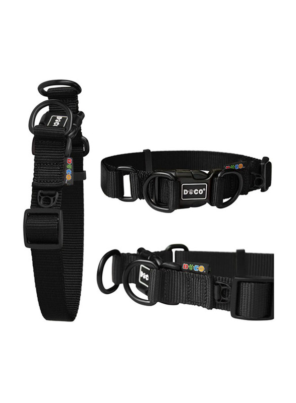 

Doco Double Dog Ring Nylon Collar, 2.5 x 45-68cm, Black