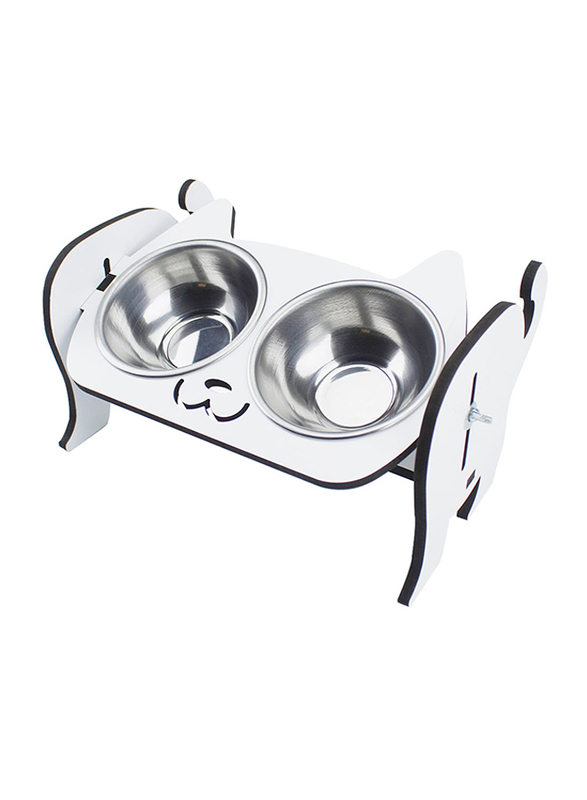

Okutan Double Cat Food Holder, White