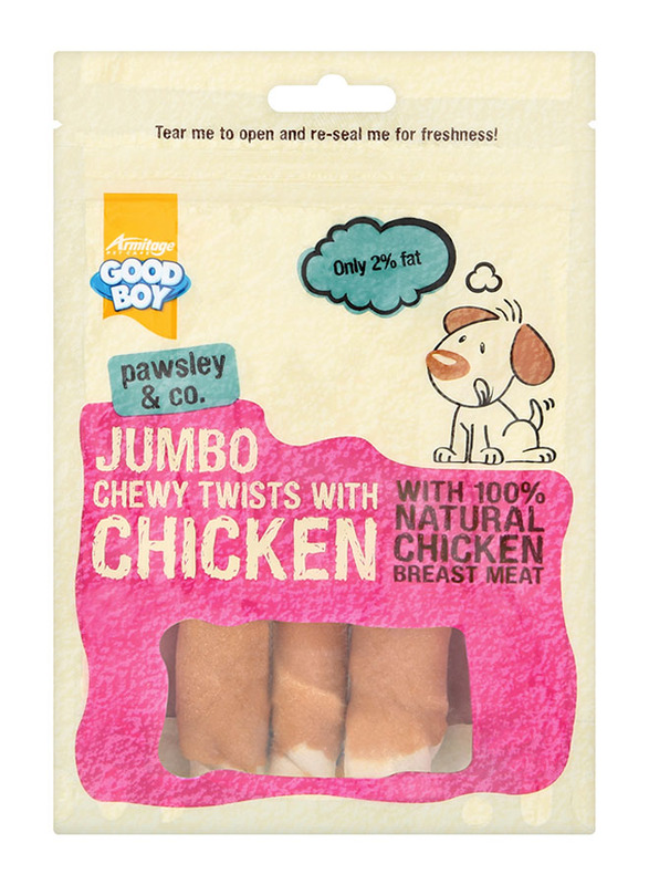 

Armitage Pawsley & Co. Jumbo Chicken Chewy Twists Dog Dry Food, 100g