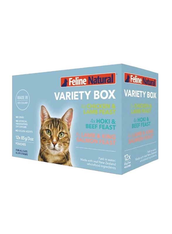 

Feline Natural Hoki Beef Lamb King Salmon Chicken & Lamb Cat Wet Food, 12 x 85g
