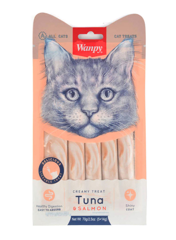 

Wanpy Lickable Treat Tuna & Salmon Cat Wet Food, 5 x 14g