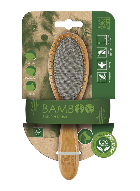 

M-PETS Bamboo Ball Pin Brush, Brown