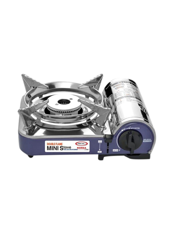 

Generic Korea Double Flame Mini Portable Gas Stove, Silver