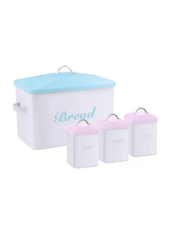 

Venice Italy Coffee Tea Sugar Canister Set, 4-Piece, White/Blue/Pink