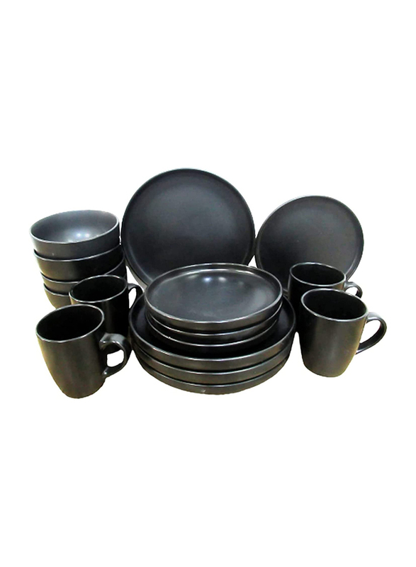 

Venice Italy 16-Piece Stoneware Round Dinnerware Set, VC11263, Black