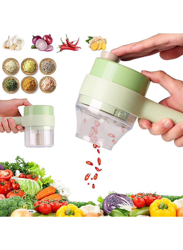 

Pigdun 4 in 1 Portable Electric Wireless Vegetable Cutter Set with Brush, Green