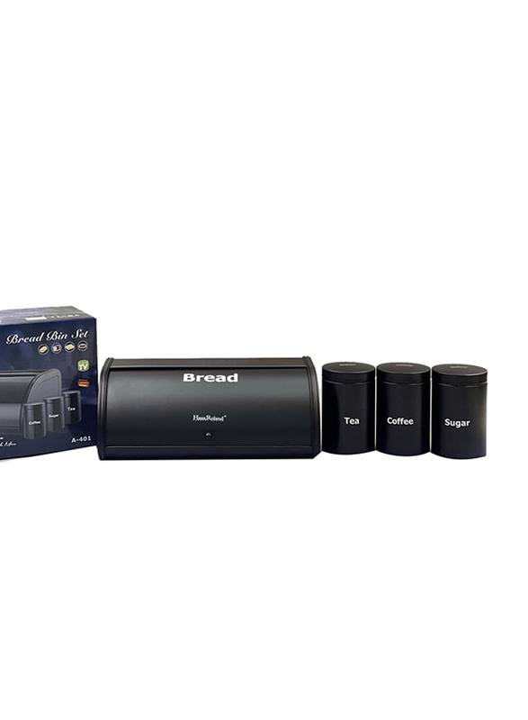 

Generic Higher Kitchen Bread Bin Set, 4-Piece, Black