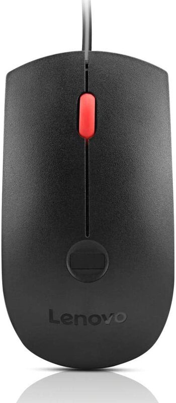 

Lenovo Fingerprint Biometric Wired Optical Mouse, Black