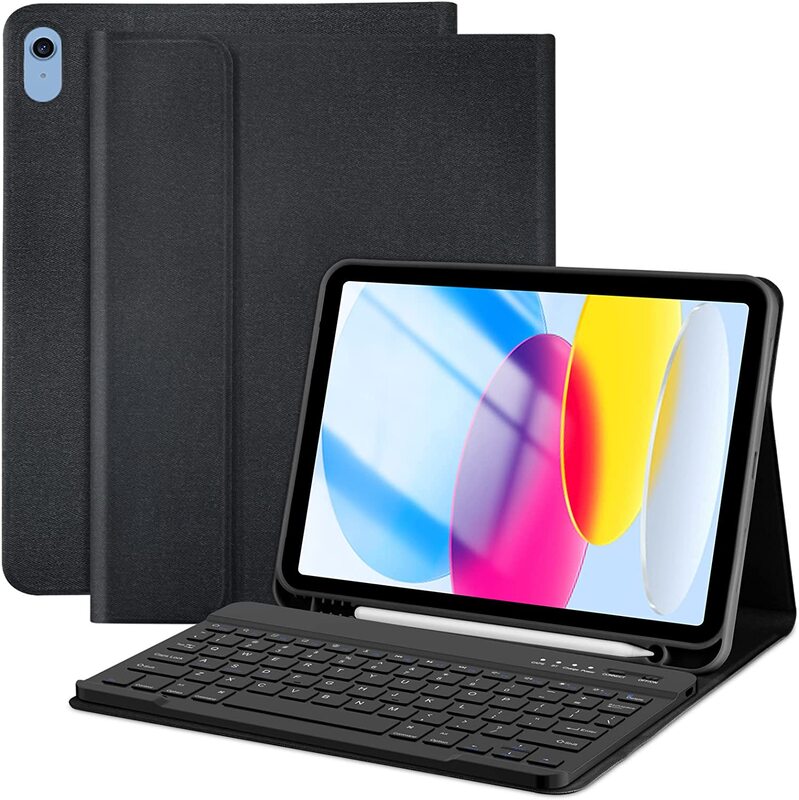 

Fuwang Apple iPad 10.2 Detachable Wireless BT Keyboard Protective Case, Black