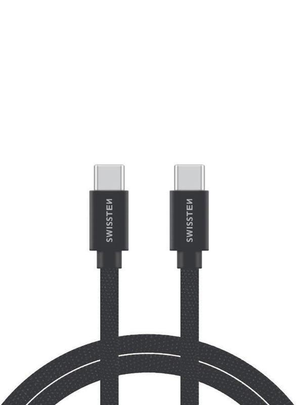 

Swissten 2-Meter High Quality textile Type-C Cable, USB Type-C Cable to USB Type-C for Smartphones/Tablets, Black