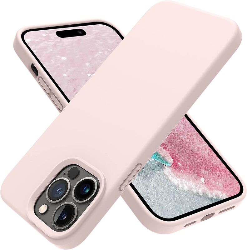 

Otofly Apple iPhone 14 Pro Silicone Back Mobile Phone Case Cover, Chalk Pink