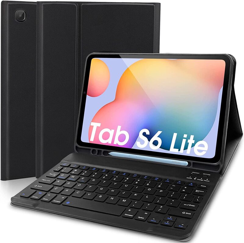 

Lachesis Samsung Galaxy Tab S6 Lite Latchesis Flip Leather Cover with Detachable Magnetic Bluetooth Keyboard Case, Black