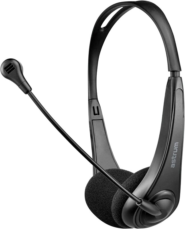 

Astrum Hs110 Wired On-Ear Headset with External Mic, Black