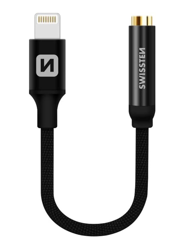 

Swissten 3.5mm Headphone Jack Adapter, Lightning Male to 3.5 mm Jack for iOS Devices, Black