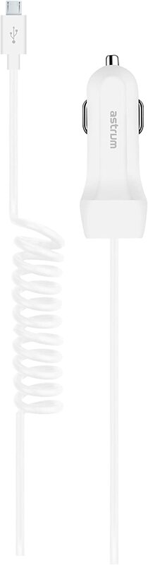 

Astrum 1 Port Cc240 2.4A + Built-In Micro Cable Car Charger, White