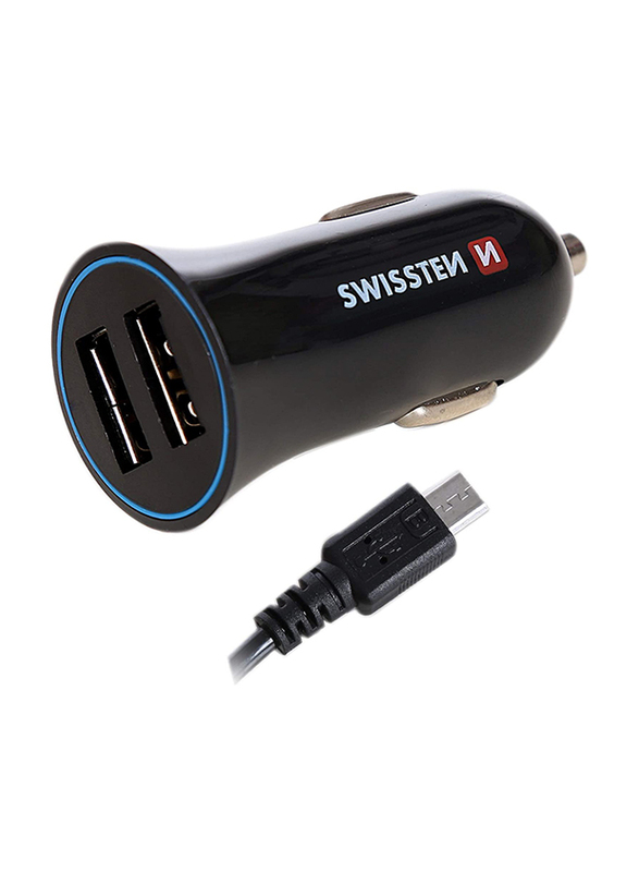 

Swissten 2.4 Amp Dual USB Car Charger, Black