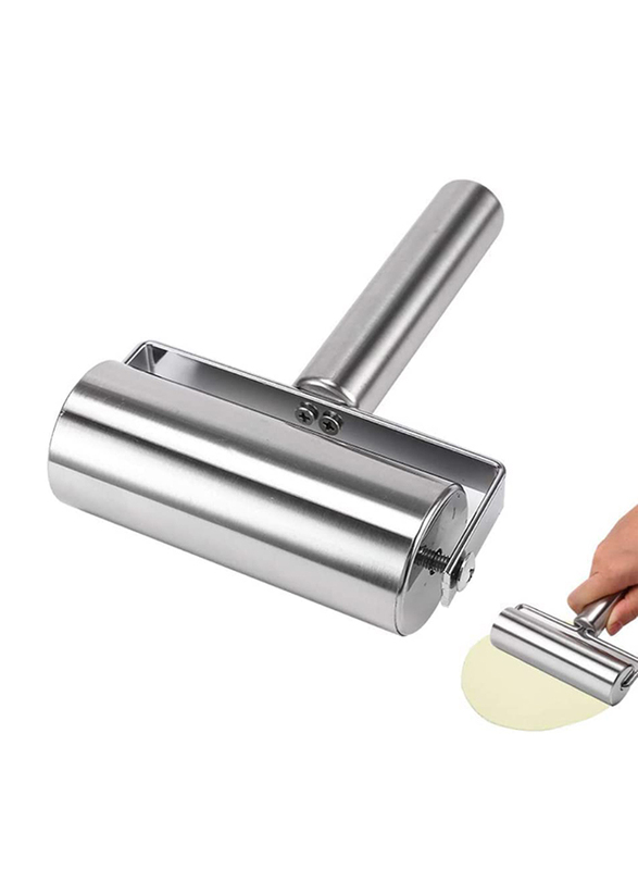 

Generic Stainless Steel Pastry Pizza Fondant Bakers Rolling Pin, Silver