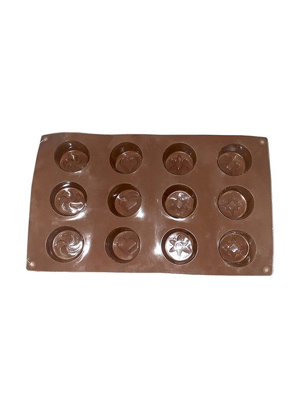 

Generic 28.5cm 12-Hole Non-Toxic Chocolate Silicone Baking Mould, Brown