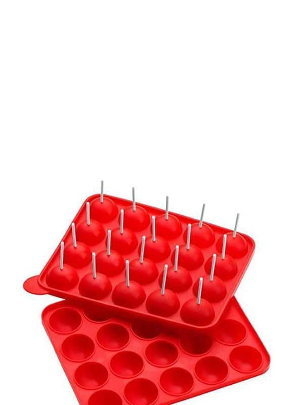 

Generic 18cm 20-Hole Rectangle Cake Pop Silicone Mould Trays, BPA Free, Red