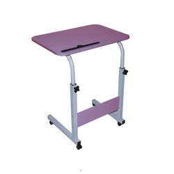 In House Laptop Table Desk Stand Height Adjustable With Rolling Wheel, 60 x 40cm, Pink