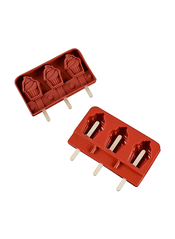 

Generic 19.5cm 3-Hole Cup Cake & Ice-Cream Pop Silicone Mould, Brown