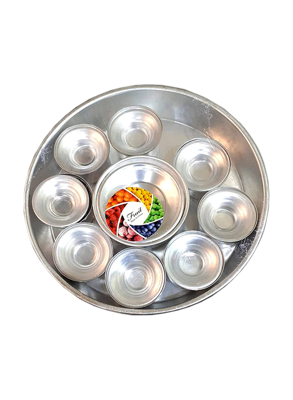 

Generic 10-Piece Spice Thali with Bowl Set, Silver