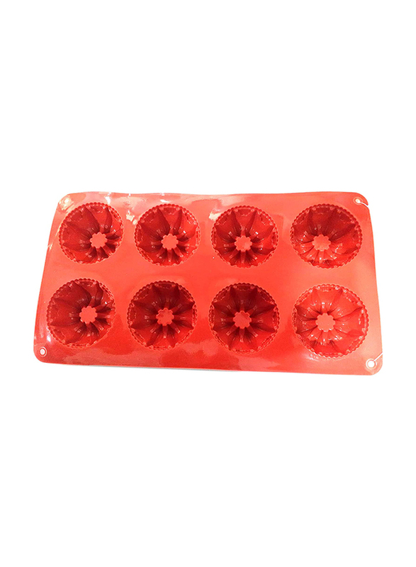 

Generic 29cm 8-Cup Silicone Non-stick Bakeware Moulds, BPA Free, Red
