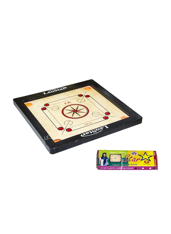 

Leostar Carom Board with Coins & Striker, 20 x 20-inch, Brown