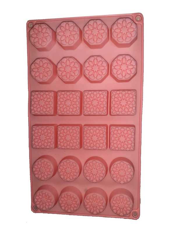 

Generic 28.5cm 24-Hole Decorating Multiple Shapes Silicone Baking Mould, Pink
