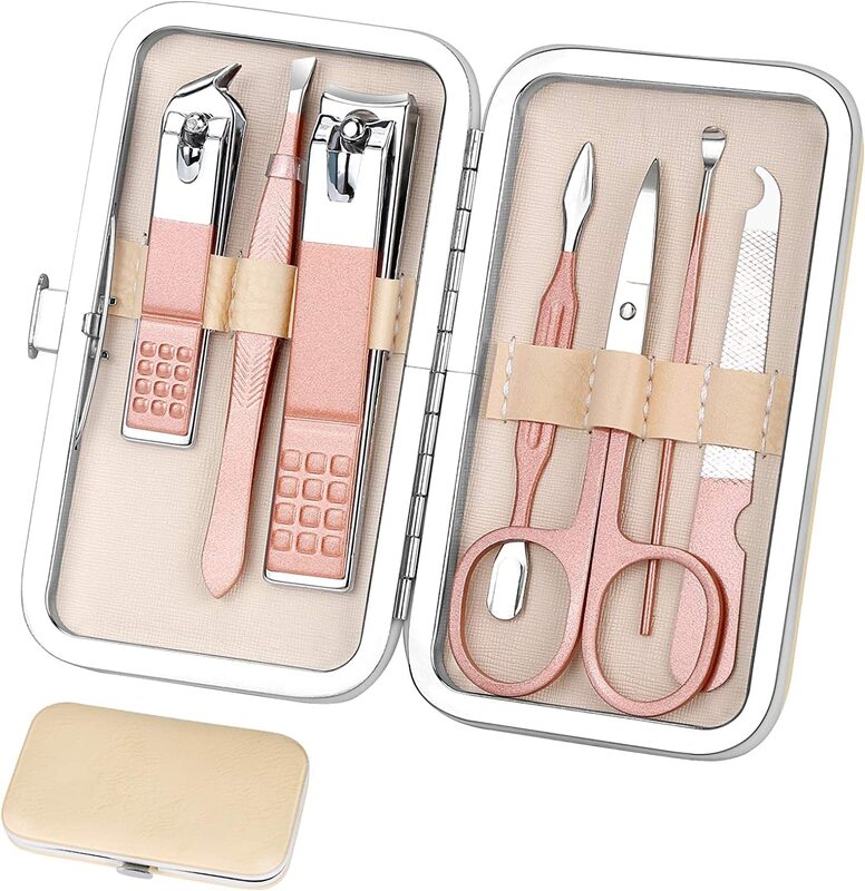 

generic Manicure Set, Women Grooming kit, Pedicure Kit, Nail Clippers, Professional Grooming Kit, Nail Tools Gift 8 In 1 with Luxurious Travel Case For Men an