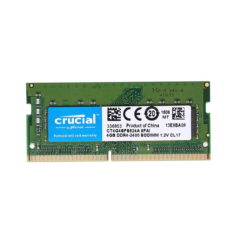 

Qnotici 4GB Single DDR4 2400MT PC4-19200 CL17 1.2V Sodimm 260 Pin for Laptop Memory Card, CT4G4SFS824A, Green