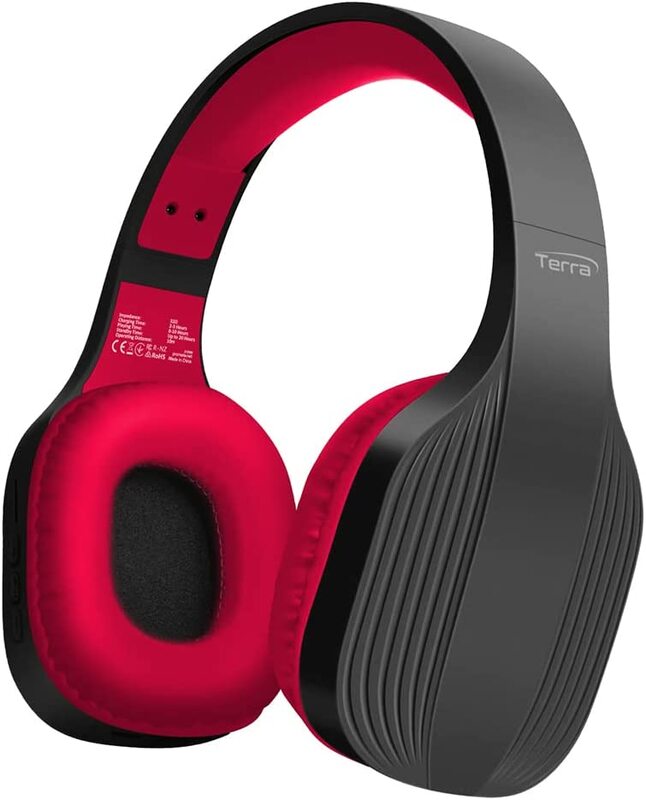 

Promate Terra Wired and Wireless Over-Ear Headphones with Mic, Maroon