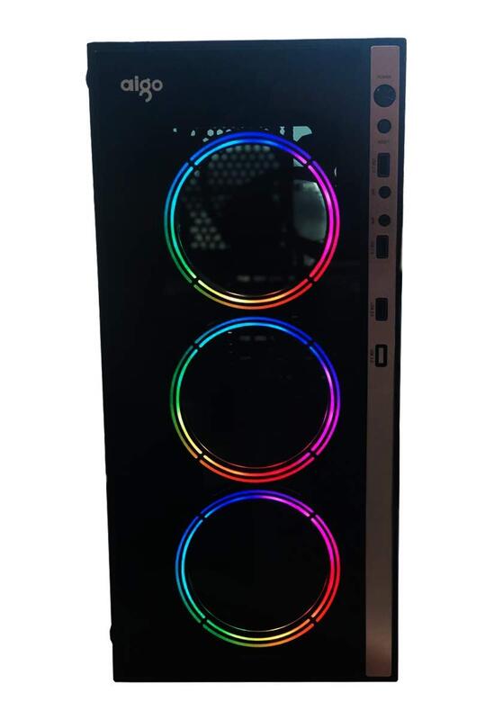 

Aigo Shadow 2 Dual Tempered Glass ATX Gaming Computer Case, Black
