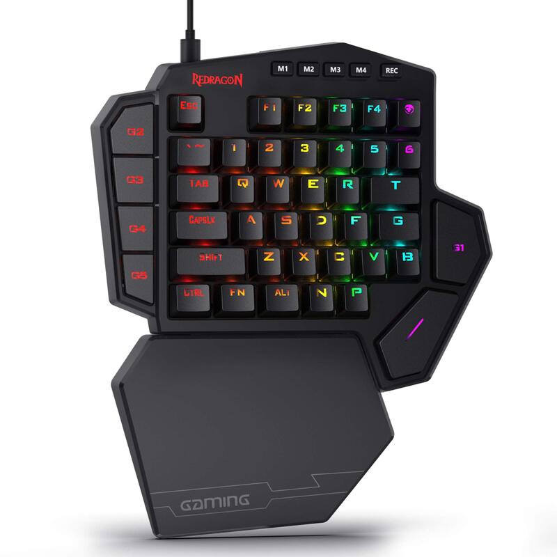 

Ms. Aman K585 DITI Redragon One-Handed RGB Type-C Professional Mechanical Gaming Keyboard with Blue Switches, Black