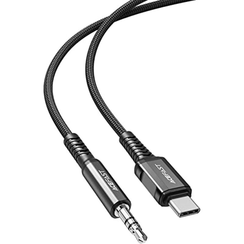 

Acefast 1.2-Meter Aluminium Alloy Audio AUX Cable, USB Type-C to 3.5mm Jack for Desktop Audio, Car Audio, Headset, Black