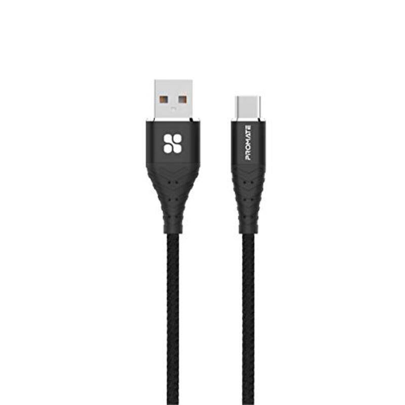 

Promate 1-Meter 2.4A Fast Charging Fabric Braided Type-C Cable, USB-C to USB Type A for Samsung Galaxy S20, S20+ Note 20, LG, Moto, Sony, Google Pixel